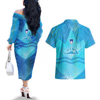 Slovenia Sport Couples Matching Off The Shoulder Long Sleeve Dress and Hawaiian Shirt Alpine-Inspired Design with National Crest