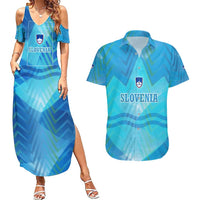 Slovenia Sport Couples Matching Summer Maxi Dress and Hawaiian Shirt Alpine-Inspired Design with National Crest
