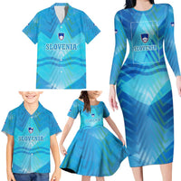 Slovenia Sport Family Matching Long Sleeve Bodycon Dress and Hawaiian Shirt Alpine-Inspired Design with National Crest