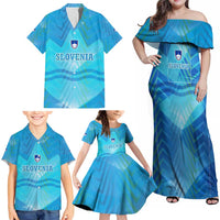 Slovenia Sport Family Matching Off Shoulder Maxi Dress and Hawaiian Shirt Alpine-Inspired Design with National Crest