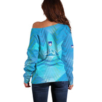 Slovenia Sport Off Shoulder Sweater Alpine-Inspired Design with National Crest