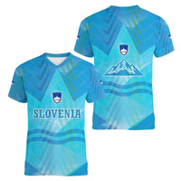 Slovenia Sport Women V-Neck T-Shirt Alpine-Inspired Design with National Crest