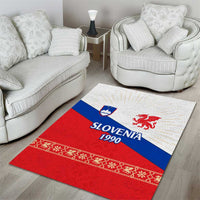 Slovenian Independence Area Rug 1990 Tribute with Dragon Emblem and Alpine Legacy