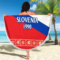 Slovenian Independence Beach Blanket 1990 Tribute with Dragon Emblem and Alpine Legacy
