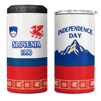 Slovenian Independence 4 in 1 Can Cooler Tumbler 1990 Tribute with Dragon Emblem and Alpine Legacy