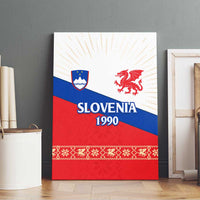 Slovenian Independence Canvas Wall Art 1990 Tribute with Dragon Emblem and Alpine Legacy