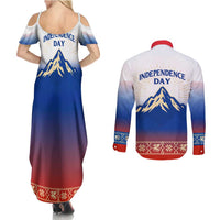 Slovenian Independence Couples Matching Summer Maxi Dress and Long Sleeve Button Shirt 1990 Tribute with Dragon Emblem and Alpine Legacy