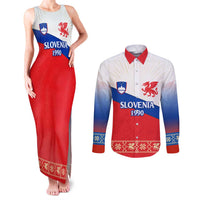 Slovenian Independence Couples Matching Tank Maxi Dress and Long Sleeve Button Shirt 1990 Tribute with Dragon Emblem and Alpine Legacy