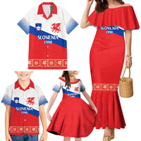 Slovenian Independence Family Matching Mermaid Dress and Hawaiian Shirt 1990 Tribute with Dragon Emblem and Alpine Legacy