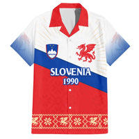 Slovenian Independence Family Matching Off The Shoulder Long Sleeve Dress and Hawaiian Shirt 1990 Tribute with Dragon Emblem and Alpine Legacy