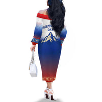 Slovenian Independence Family Matching Off The Shoulder Long Sleeve Dress and Hawaiian Shirt 1990 Tribute with Dragon Emblem and Alpine Legacy