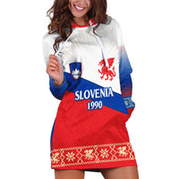 Slovenian Independence Hoodie Dress 1990 Tribute with Dragon Emblem and Alpine Legacy