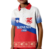 Slovenian Independence Kid Polo Shirt 1990 Tribute with Dragon Emblem and Alpine Legacy