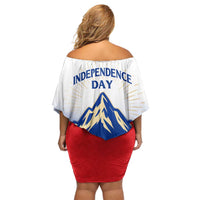 Slovenian Independence Off Shoulder Short Dress 1990 Tribute with Dragon Emblem and Alpine Legacy