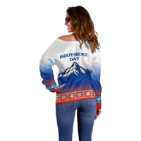 Slovenian Independence Off Shoulder Sweater 1990 Tribute with Dragon Emblem and Alpine Legacy