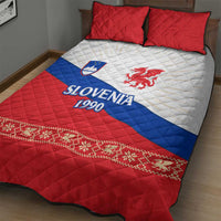 Slovenian Independence Quilt Bed Set 1990 Tribute with Dragon Emblem and Alpine Legacy