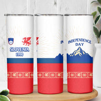 Slovenian Independence Skinny Tumbler 1990 Tribute with Dragon Emblem and Alpine Legacy