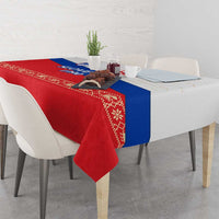 Slovenian Independence Tablecloth 1990 Tribute with Dragon Emblem and Alpine Legacy