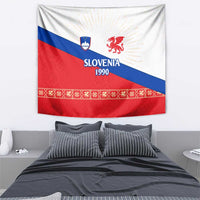 Slovenian Independence Tapestry 1990 Tribute with Dragon Emblem and Alpine Legacy