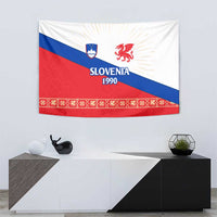 Slovenian Independence Tapestry 1990 Tribute with Dragon Emblem and Alpine Legacy