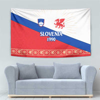 Slovenian Independence Tapestry 1990 Tribute with Dragon Emblem and Alpine Legacy
