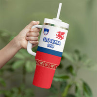 Slovenian Independence Tumbler With Handle 1990 Tribute with Dragon Emblem and Alpine Legacy