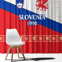 Slovenian Independence Window Curtain 1990 Tribute with Dragon Emblem and Alpine Legacy