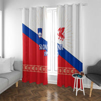 Slovenian Independence Window Curtain 1990 Tribute with Dragon Emblem and Alpine Legacy