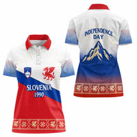 Slovenian Independence Women Polo Shirt 1990 Tribute with Dragon Emblem and Alpine Legacy