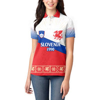 Slovenian Independence Women Polo Shirt 1990 Tribute with Dragon Emblem and Alpine Legacy