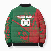 Personalized Morocco Football Bomber Puffer Jacket Geometric Star Flag Soccer National Pride