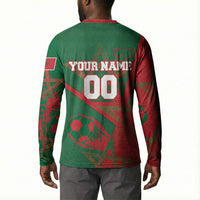 Personalized Morocco Football Button Sweatshirt Geometric Star Flag Soccer National Pride