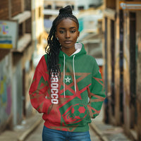 Personalized Morocco Football Hoodie Geometric Star Flag Soccer National Pride