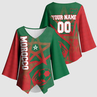 Personalized Morocco Football Kimono Sleeve Blouse Geometric Star Flag Soccer National Pride