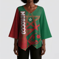 Personalized Morocco Football Kimono Sleeve Blouse Geometric Star Flag Soccer National Pride