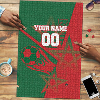 Personalized Morocco Football Puzzle Geometric Star Flag Soccer National Pride
