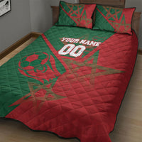 Personalized Morocco Football Quilt Bed Set Geometric Star Flag Soccer National Pride