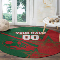 Personalized Morocco Football Round Carpet Geometric Star Flag Soccer National Pride