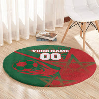 Personalized Morocco Football Round Carpet Geometric Star Flag Soccer National Pride