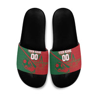 Personalized Morocco Football Slide Sandals Geometric Star Flag Soccer National Pride