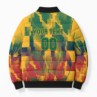 Personalized South Africa Football Bomber Puffer Jacket South African Flag Inspiration - Soccer Graphic Bold Color Blocks