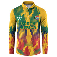 Personalized South Africa Football Button Sweatshirt South African Flag Inspiration - Soccer Graphic Bold Color Blocks