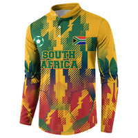 Personalized South Africa Football Button Sweatshirt South African Flag Inspiration - Soccer Graphic Bold Color Blocks