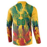 Personalized South Africa Football Button Sweatshirt South African Flag Inspiration - Soccer Graphic Bold Color Blocks