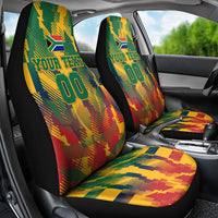 Personalized South Africa Football Car Seat Cover South African Flag Inspiration - Soccer Graphic Bold Color Blocks