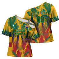 Personalized South Africa Football Cross Shoulder Shirt South African Flag Inspiration - Soccer Graphic Bold Color Blocks