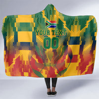 Personalized South Africa Football Hooded Blanket South African Flag Inspiration - Soccer Graphic Bold Color Blocks