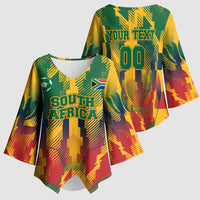 Personalized South Africa Football Kimono Sleeve Blouse South African Flag Inspiration - Soccer Graphic Bold Color Blocks