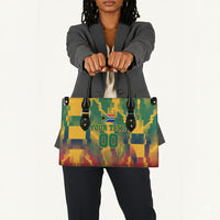 Personalized South Africa Football Leather Bag South African Flag Inspiration - Soccer Graphic Bold Color Blocks