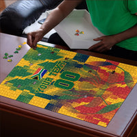 Personalized South Africa Football Puzzle South African Flag Inspiration - Soccer Graphic Bold Color Blocks